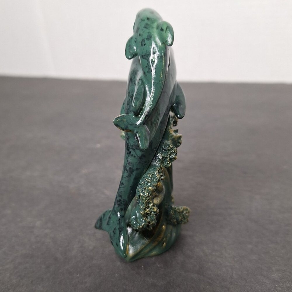 Vtg Green Dolphin Pals Riding On A Wave Figurine 4.75"Tall - Picture 7 of 8